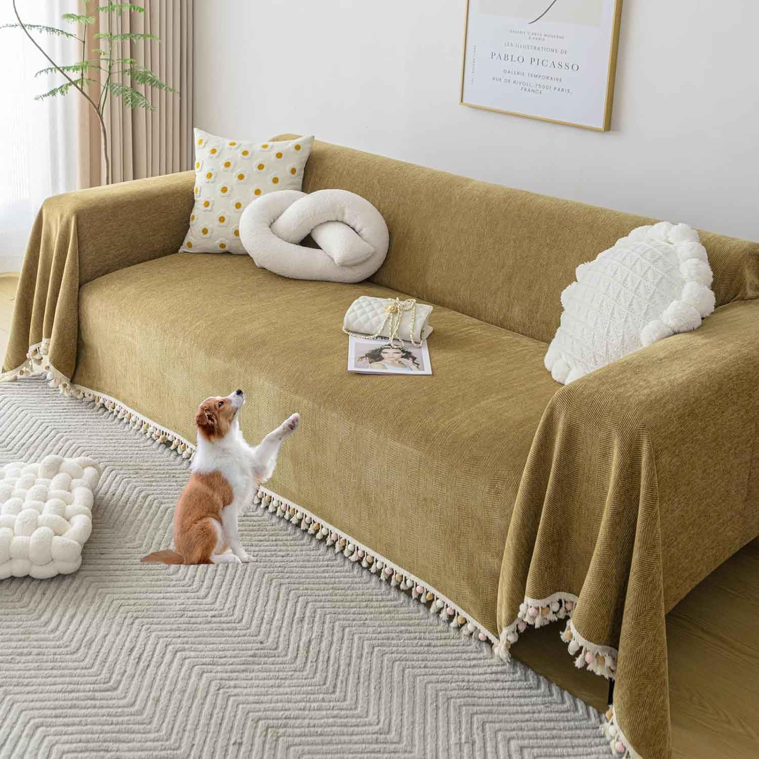 HLTQL Throws for Sofas Large,Sofa Throws Large 3 Seater,Chenille Extra Large Throws for Settees 4 Seater,Non Slip Sofa Throws Settee Throws for Couch,Armchair and Bed(#174,180x400cm)