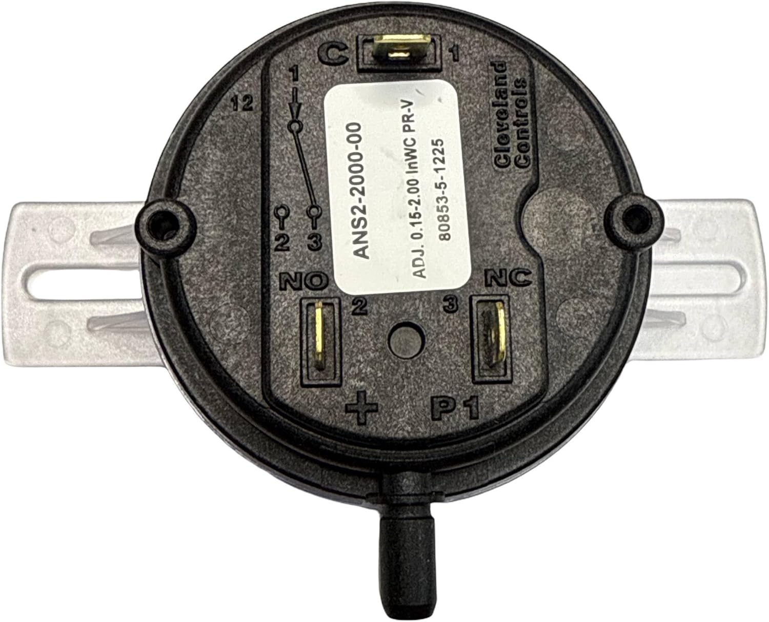 FYZ-15-SW12 - ANS2 Adjustable Universal Pressure Switch, 0.15” to 2.0” WC, Cleveland Controls Design, Universal Adjustable Replacement Draft/Pressure Switch for HVAC and Appliance Applications