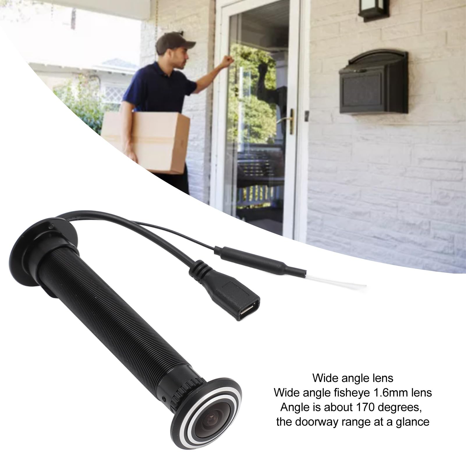 Spioncino per Porta da 170 Gradi, 2MP Grandangolo 5G Dual Band WiFi Controllo APP Obiettivo da 1,6 Mm Telecamera IP 1080P HD con Foro per Porta per la Sicurezza Domestica (Spina