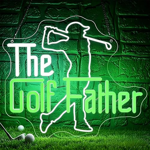 Golf Father Neon Sign for Wall Decor Golf Neon Light for Man Cave Birthday Gifts for Men Golfer Dimmable LED Sports Sign for Sport Bar Club Office Bedroom Garage Gym Wall Art Size 13.7 * 11.