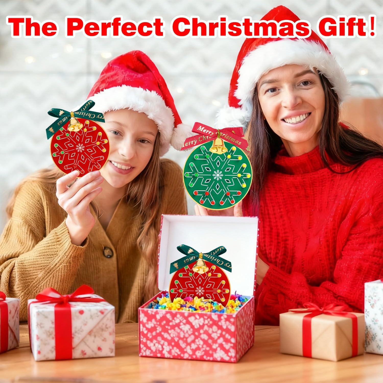 Treedix 2 Sets of Soldering Practice Kit Christmas Tree Soldering Kit, Snowflake Shape Red Green and Yellow LED Flashing Lights - Image 4