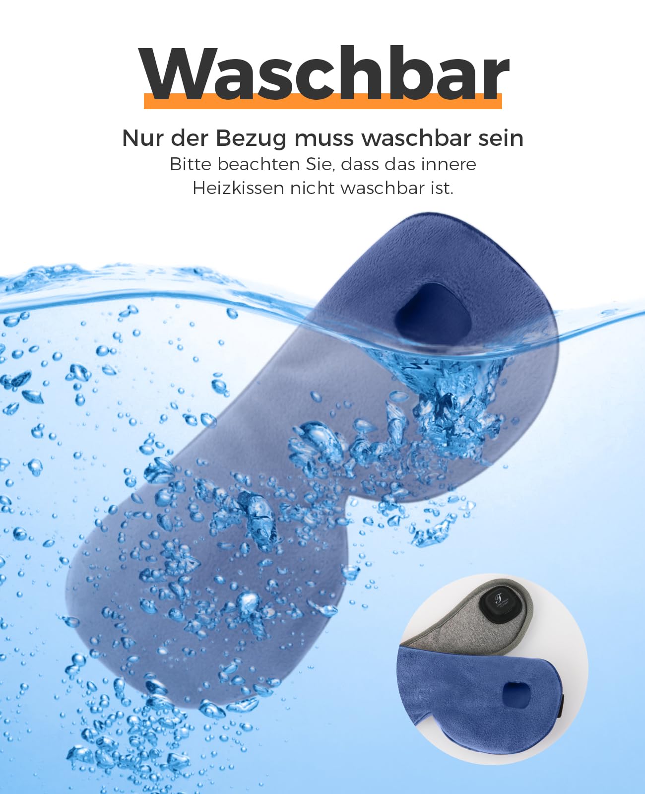 beheizte Augenmaske, Wärmebrille mit Akku ohne Kabel, 3 Wärmestufen waschbarer Bezug, Geschenke für Familie und Freunde (Dunkelblau)