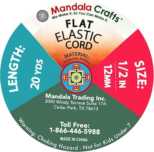 Miniatura 72 de Mandala Crafts - Rollo de cordón elástico plano para costura y manualidades Beige