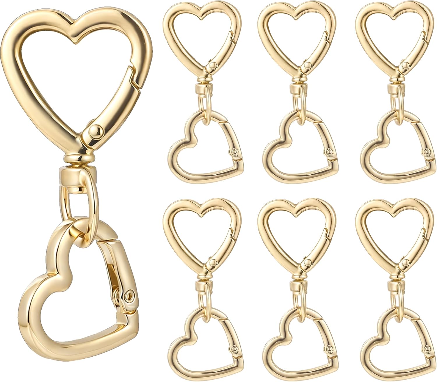 12 Pcs Heart Swivel Spring Clasps,Metal Spring Key Chain Hook Clasps,Clip Hanging Hooks for DIY Crafts Key Chains(Bright Gold)