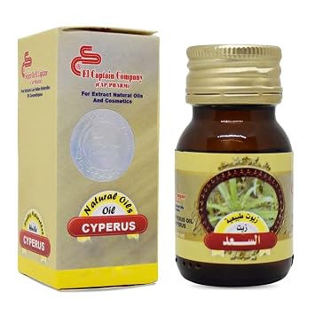 El Captain Cyperus Oil Natural Undiluted Pure AlCaptain Cold Pressed ElCaptain Premium Oils Captain Skin Care No Additives Non Gmo Kosher Halal 1 Pack = 1.01 oz / 30 ml