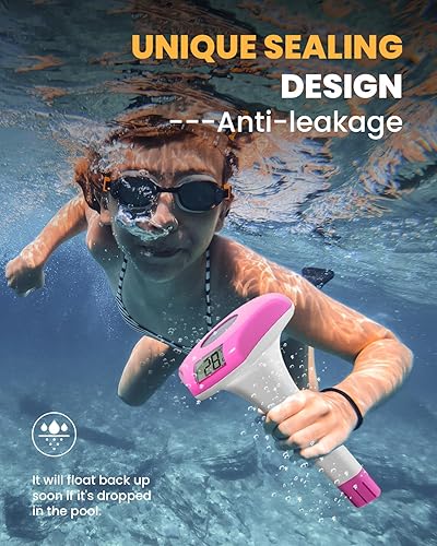 Vista 3 de BALDR Termómetro flotante de fácil lectura, termómetro solar para piscina con pantalla digital, IPX8 impermeable, precisión de ±1.8℉ para jacuzzis