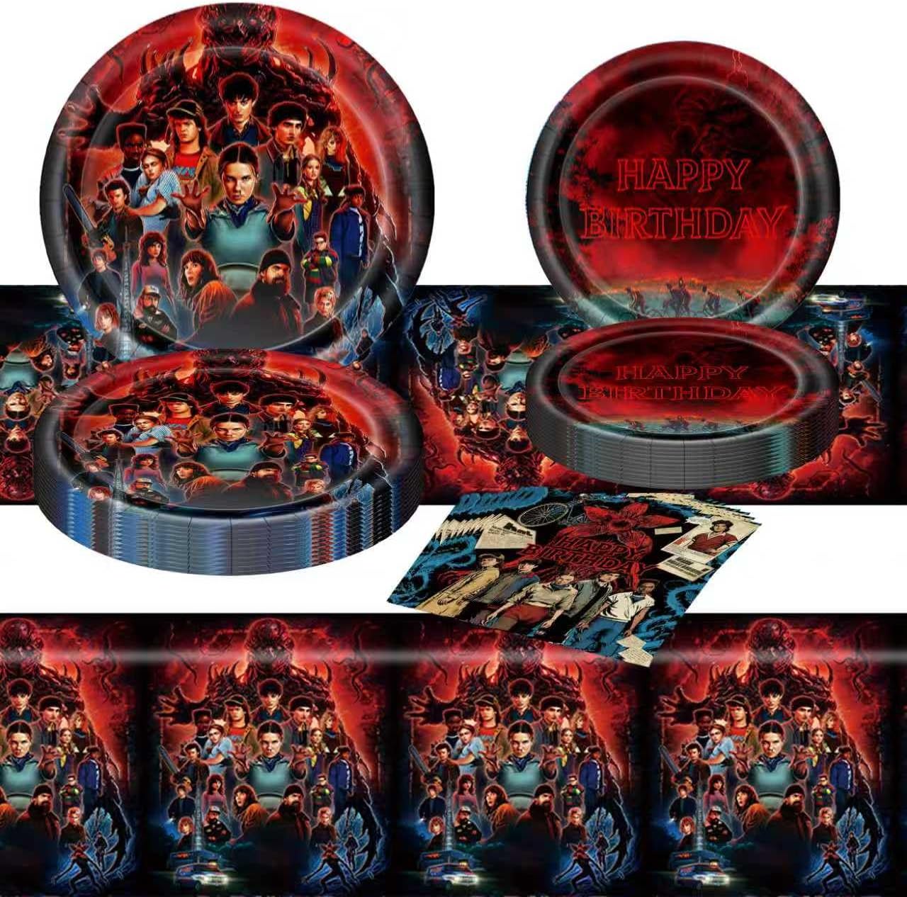 Stranger Things Party Supplies, 20 Plates, 20 Napkins and 1 Tablecover for Stranger Things Birthday Party Decorations