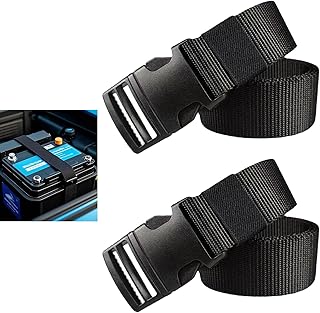 Car Battery Tie Down Strap, 39 Inch Adjustable Quick Release Buckle Battery Hold Down, Nylon Webbing Straps with Plastic Carabiner, Universal for Cars, SUVs, Boats, Luggage & Outdoor Sports