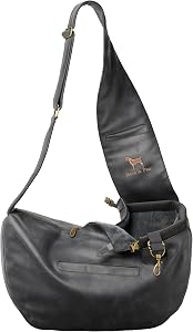 Noah & Paw Dog Sling Carrier for Small Dogs 5-18lb, Dog Sling for Small Dogs and Cats, Dog Carrier with Adjustable Padded Strap, Vegan Leather Lined with Fur, 3X Safety Features, Machine Washable