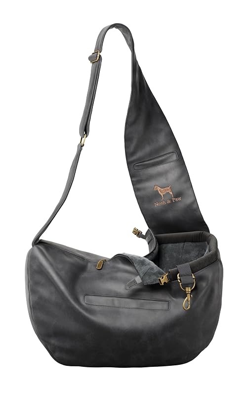Sling para Cães e Gatos em Couro Sintético com Zíper NOAH & PAW Charcoal, 1,5 a 4,5 kg