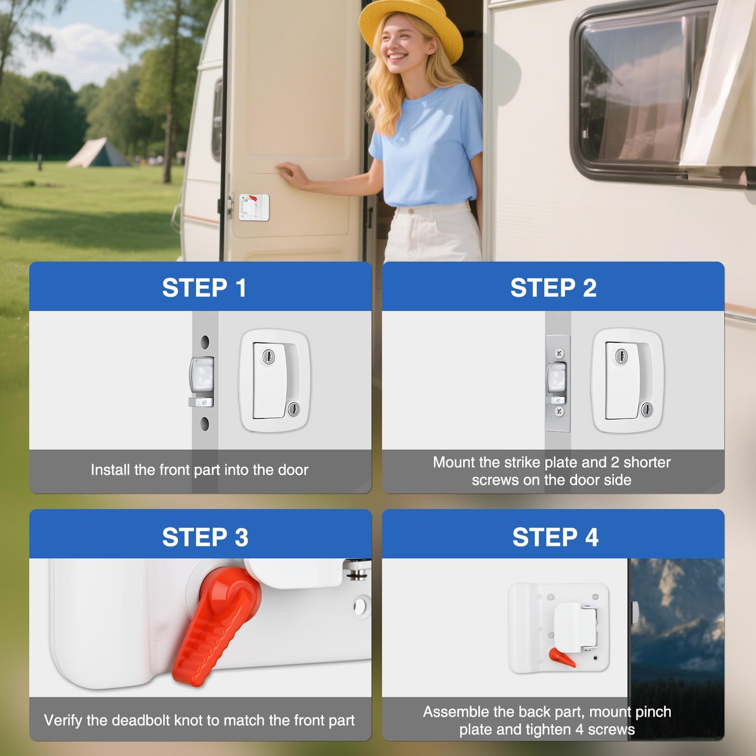 Nilight RV Door Lock Replacement with Paddle Deadbolt 100% Zinc Alloy Entry Locks Handle Latch 4 Keys Heavy Duty Enclosed Camping Locking Kit Fits RVs Campers Travel Trailers Horse Cargo Haulers