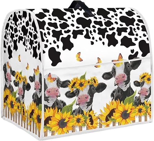 Miniatura 8 de UNICEU Protector de cubierta de batidora de soporte de cocina con estampado retro de mariposa de girasol, con mango superior, cubierta de polvo para