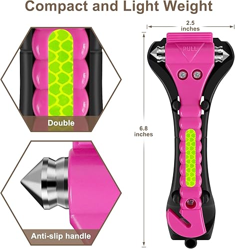 Miniatura 3 de ZHSX Paquete de 10 martillos de seguridad para automóvil, herramienta de escape 2 en 1rompeventanas de emergencia, cortador de cinturón de seguridad