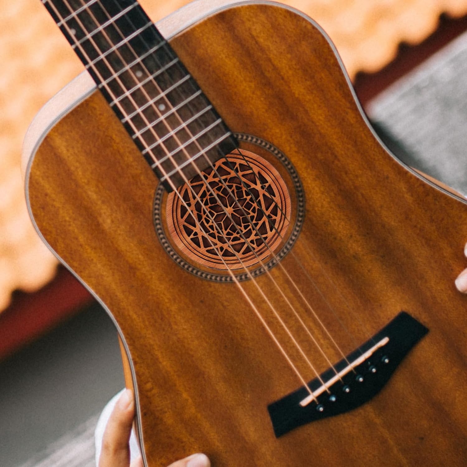 Milisten Guitar Soundhole Cover 4.13 Inch Acoustic Guitar Feedback Reducer with Carved Hollow Pattern Sound Hole Blocker Accessories