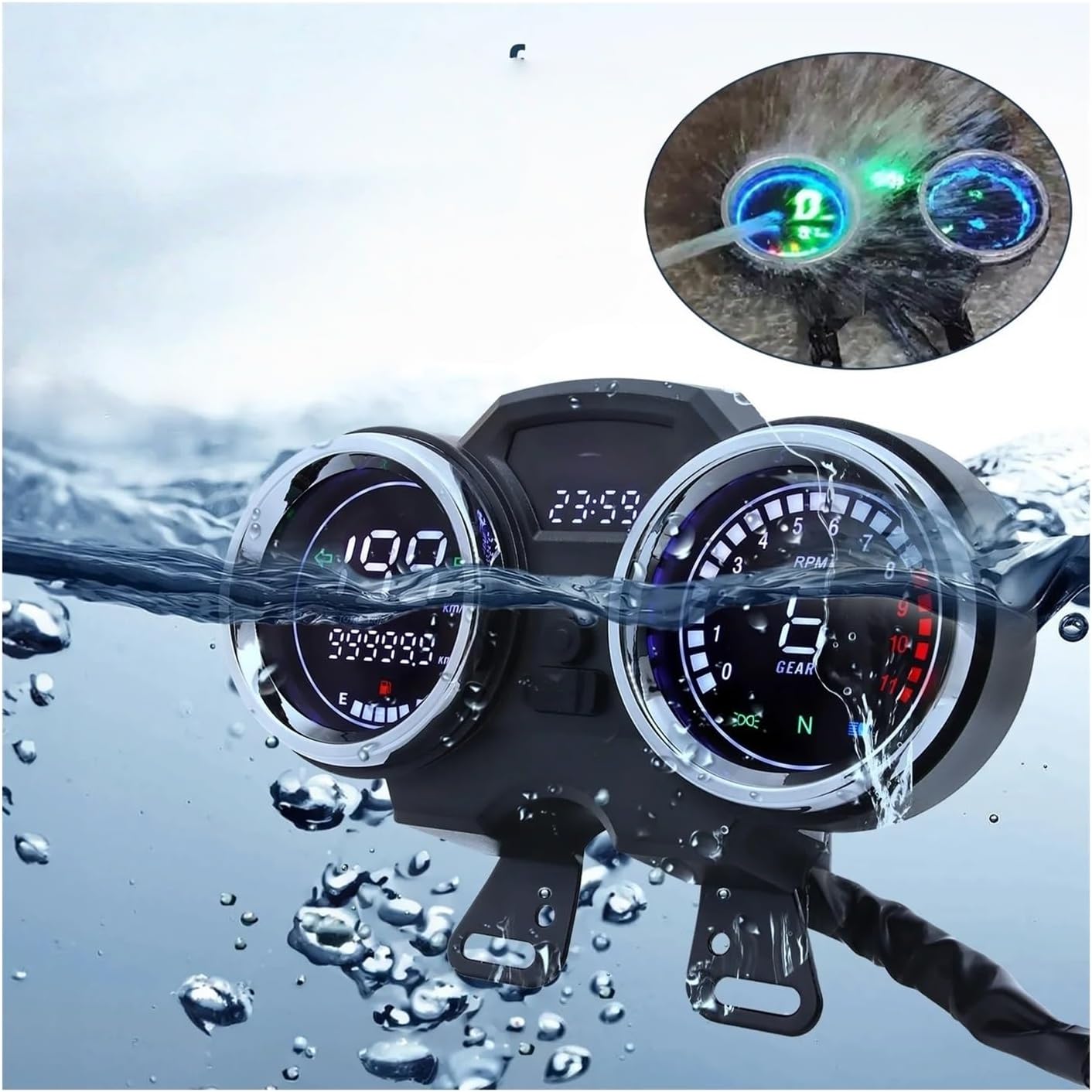 Motorcycle Speedometer Gauge Motorcycle Instrument Multifunctional Road Code Meter Motorcycle Dashboard Assembly for 150 Gato 250cc for Prince