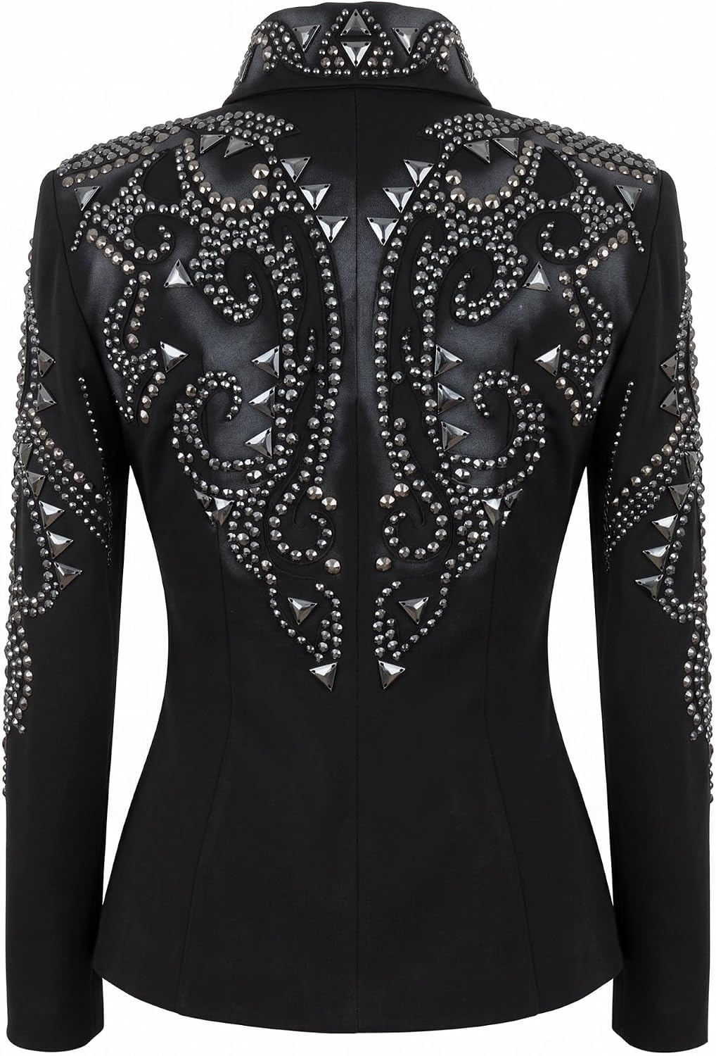 Women’s Western Show Jacket Black – Equestrian Riding Coat with Rhinestone Embroidery, Slim Fit Showmanship Wear