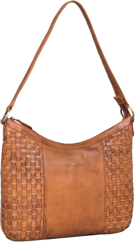 STILORD Katharina Elegant Hobo Bag Women's Braided Leather Shoulder Bag Women's Handbag for Hanging Tote Bag Leather Evening Bag Evening Bag Genuine Leather Colour: Larino - Brown