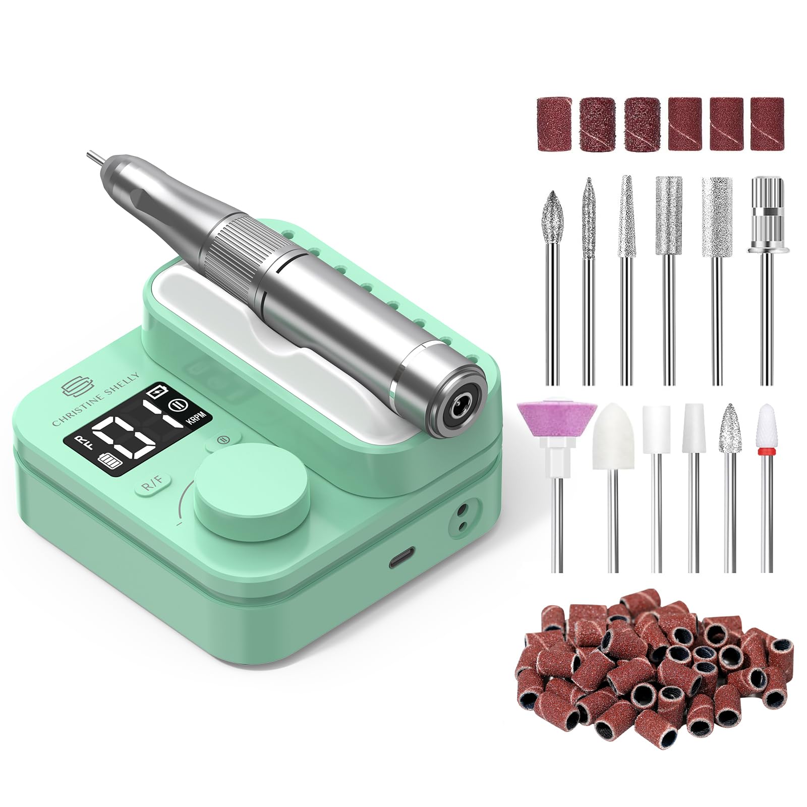 Lima elettrica per unghie, 35000 giri/min, super silenziosa, ricaricabile, set di smalti per manicure e pedicure, professionale per manicure e pedicure, set di smalti per unghie in