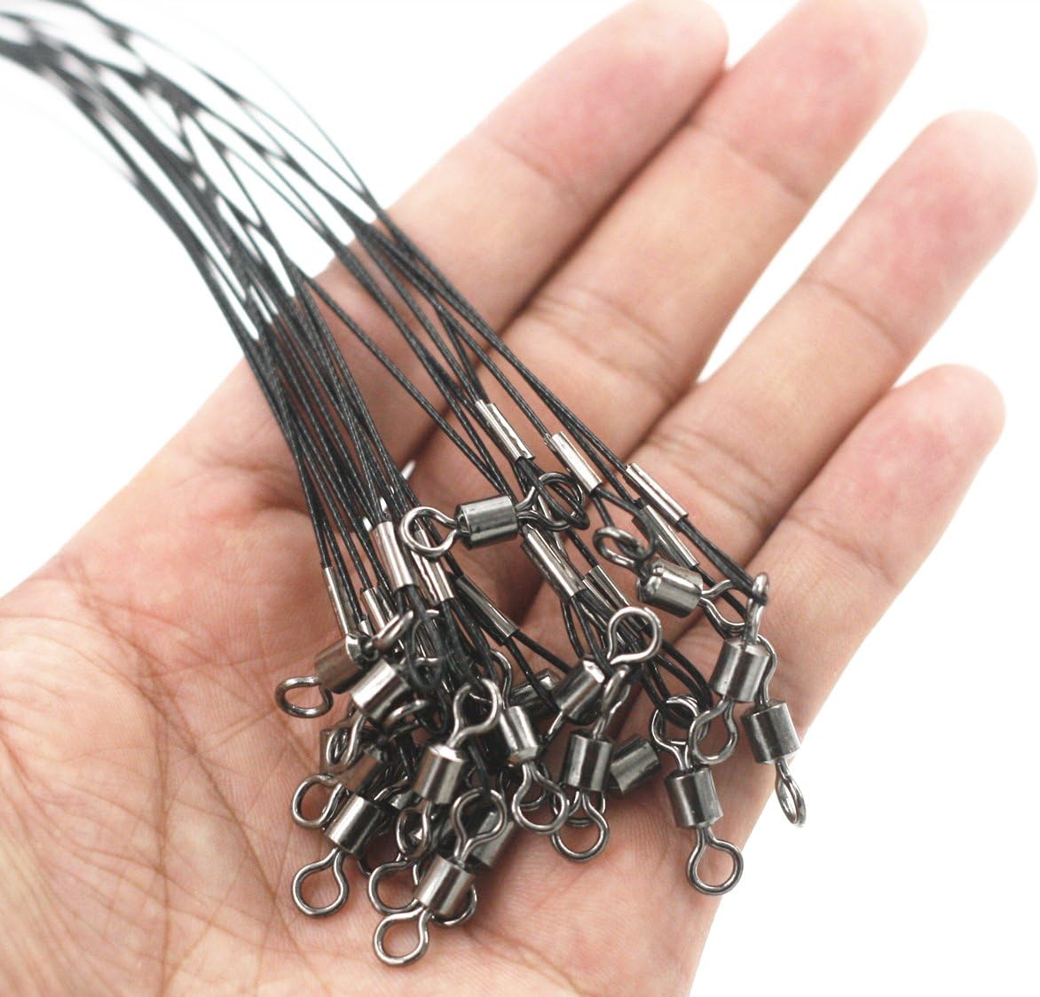 Mimilure 100LB Heavy Duty Stainless Steel Fishing Wire,High-Strength Fishing Line Leaders with Swivels and Snaps,20 PCS,Black/Red/Green (Black) : Sports & Outdoors