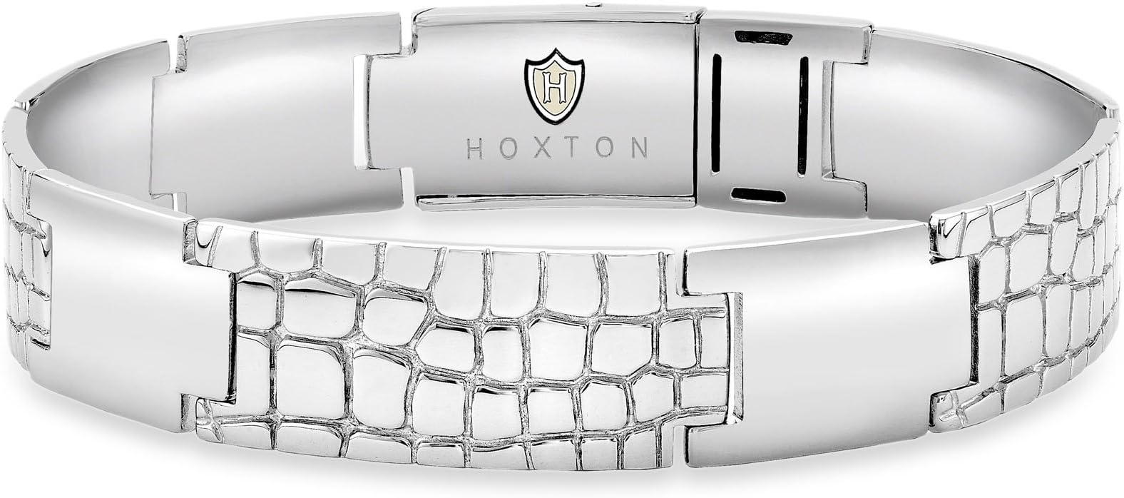 Men's Sterling Silver Wild Crocodile Pattern Bracelet 21.5 cm/8.5-inch