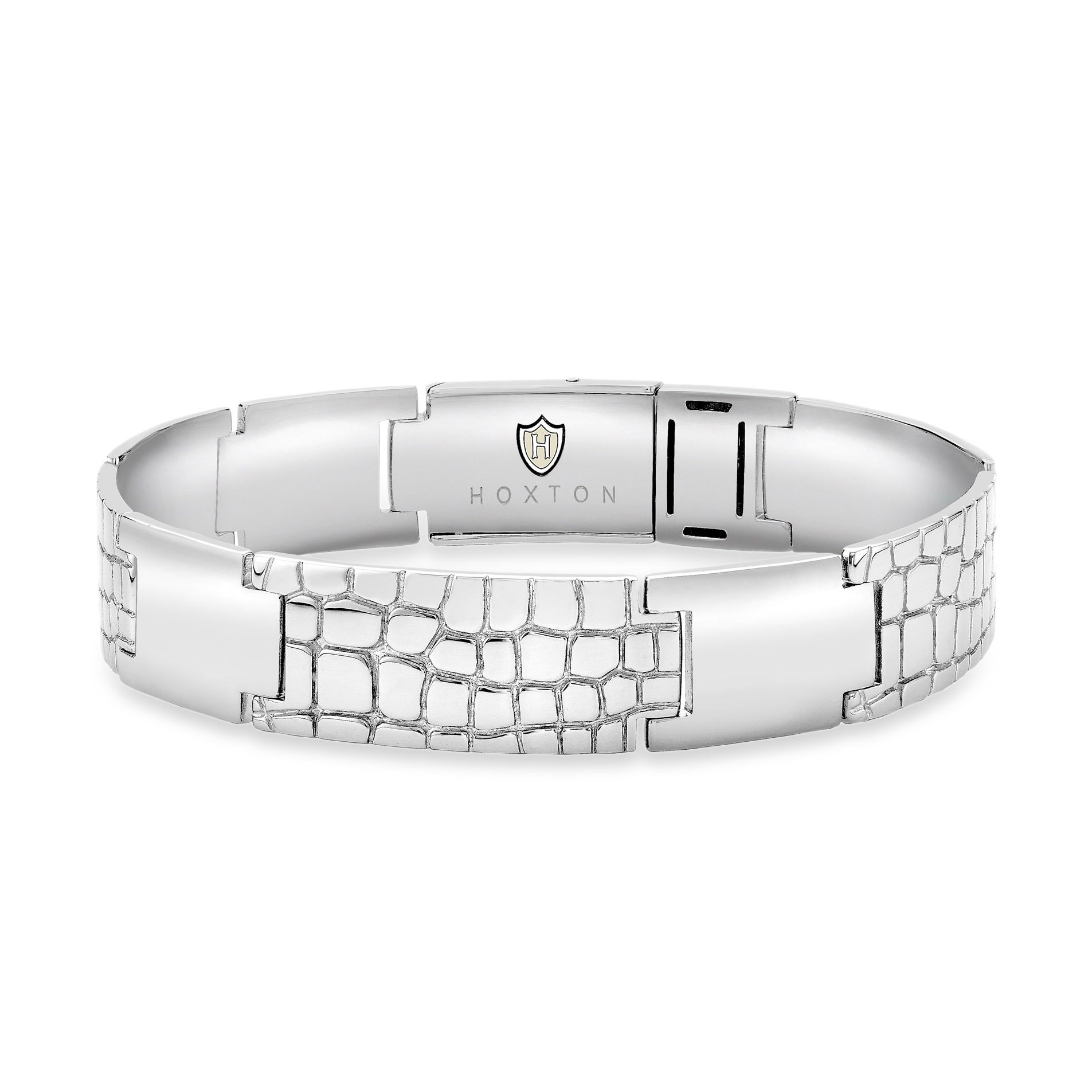 Men's Sterling Silver Wild Crocodile Pattern Bracelet 21.5 cm/8.5-inch