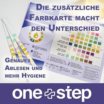 One+Step Health Test for 10 Values Pack of 15 with Reference Colour Card Urine Test Strips for Ketone pH Glucose Protein and Other Values