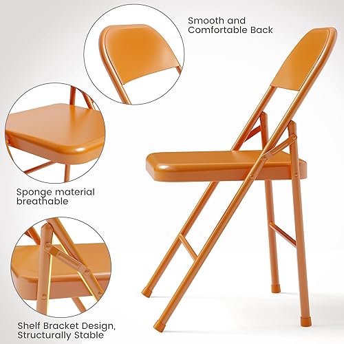 Miniatura 9 de 4 Pack Folding Chairs with Cushion, 350 LBS, Padded Foldable Chairs for Indoor Outdoor Use, Heavy Duty Metal Frame Portable Seating for Home Office