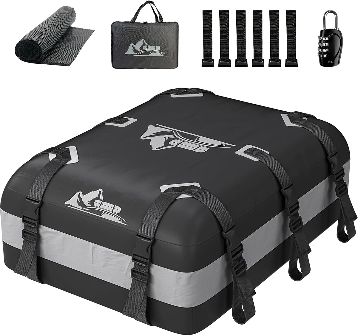 Car Rooftop Cargo Carrier Bag 15-20 Cubic Feet(20Cu.Ft-Gray)