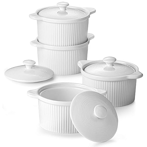 10 oz Ramekins with Lids Oven Safe, Creme Brulee Ramekin,