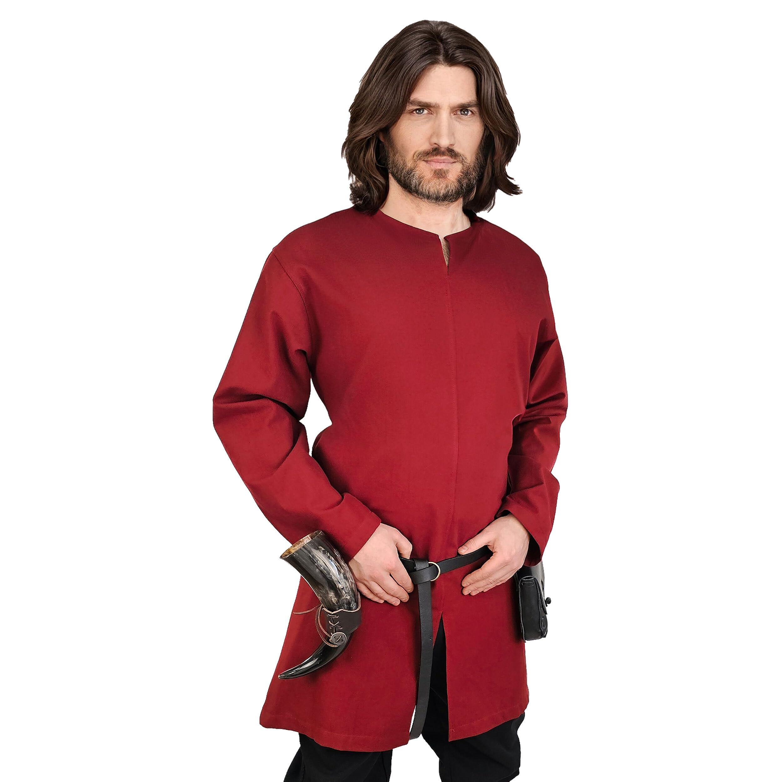 Vehi Mercatus Plain Medieval Tunic Long Sleeve Red Painted, red, S