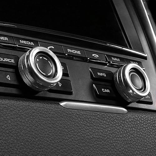 Miniatura 6 de x xotic tech Cubierta de anillo de interruptor de volumen de radio de control de clima de CA, multimedia, de aluminio, compatible con Porsche Macan