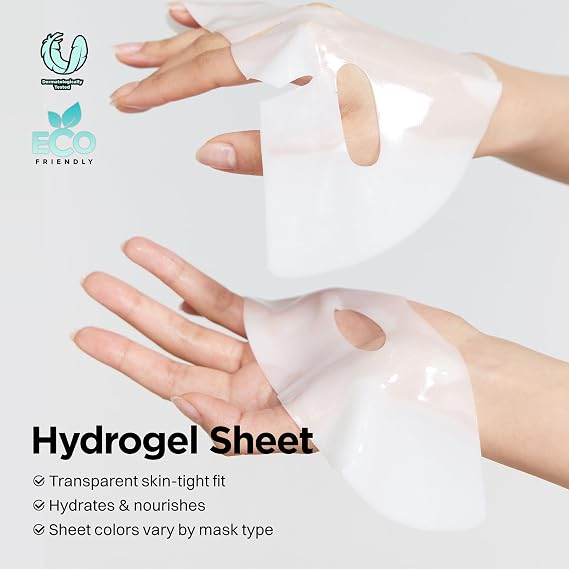 DERMAL Hydrogel Melting Mask Variety Pack 7 Sheets - Korean Overnight Face Mask Set with Collagen, Hyaluronic, PDRN, Vitamin, Rice Ceramide, Peptide, Cica - Glass Skin Jelly Gel K-Beauty Ritual