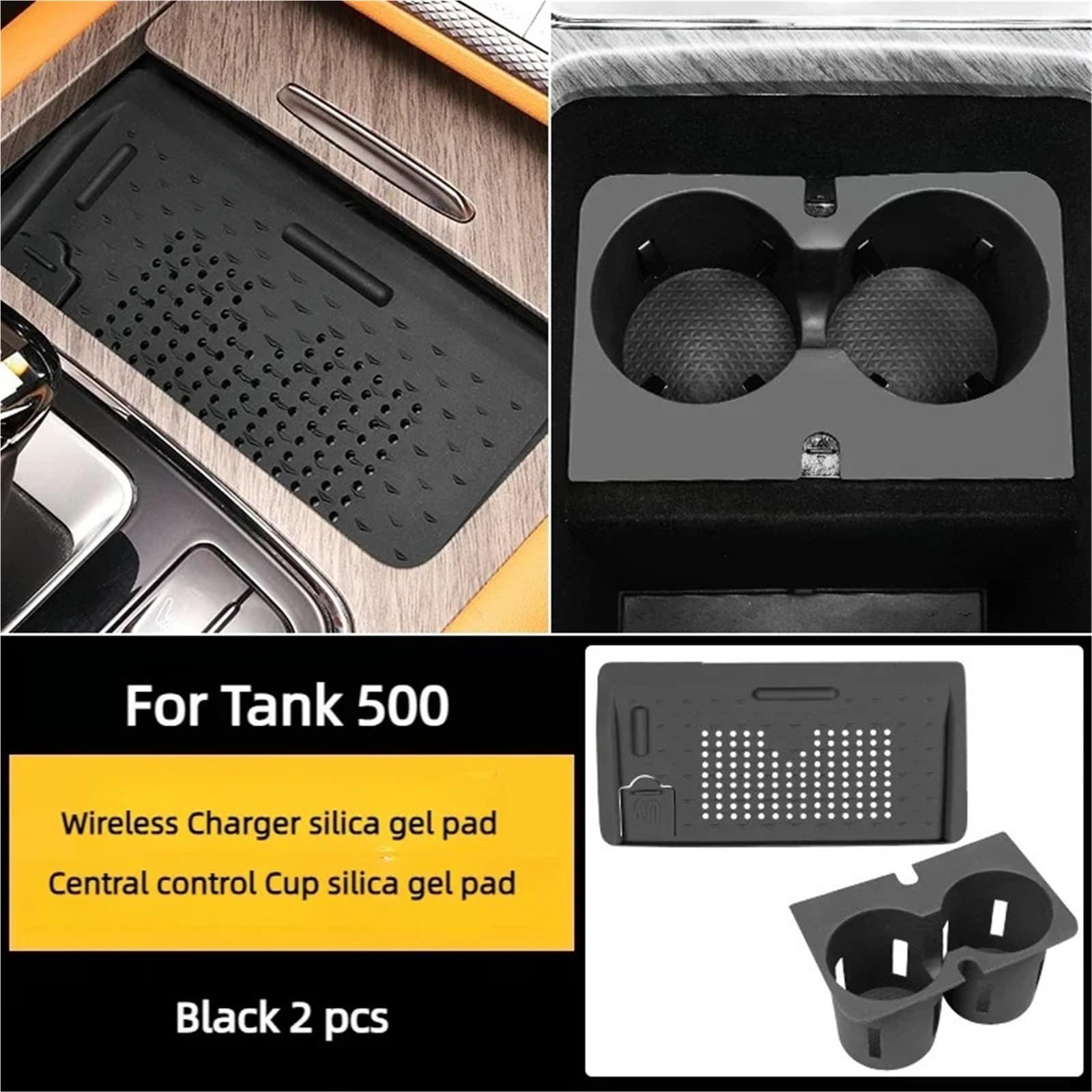 Do Centralnego Sterowania Kubkiem Wodę TANK 500 Pyłoszczelna Podkładka Bezprzewodowa, Silikonowa Ochrona Podłokietnika Pokrowiec(Black 2 pcs)