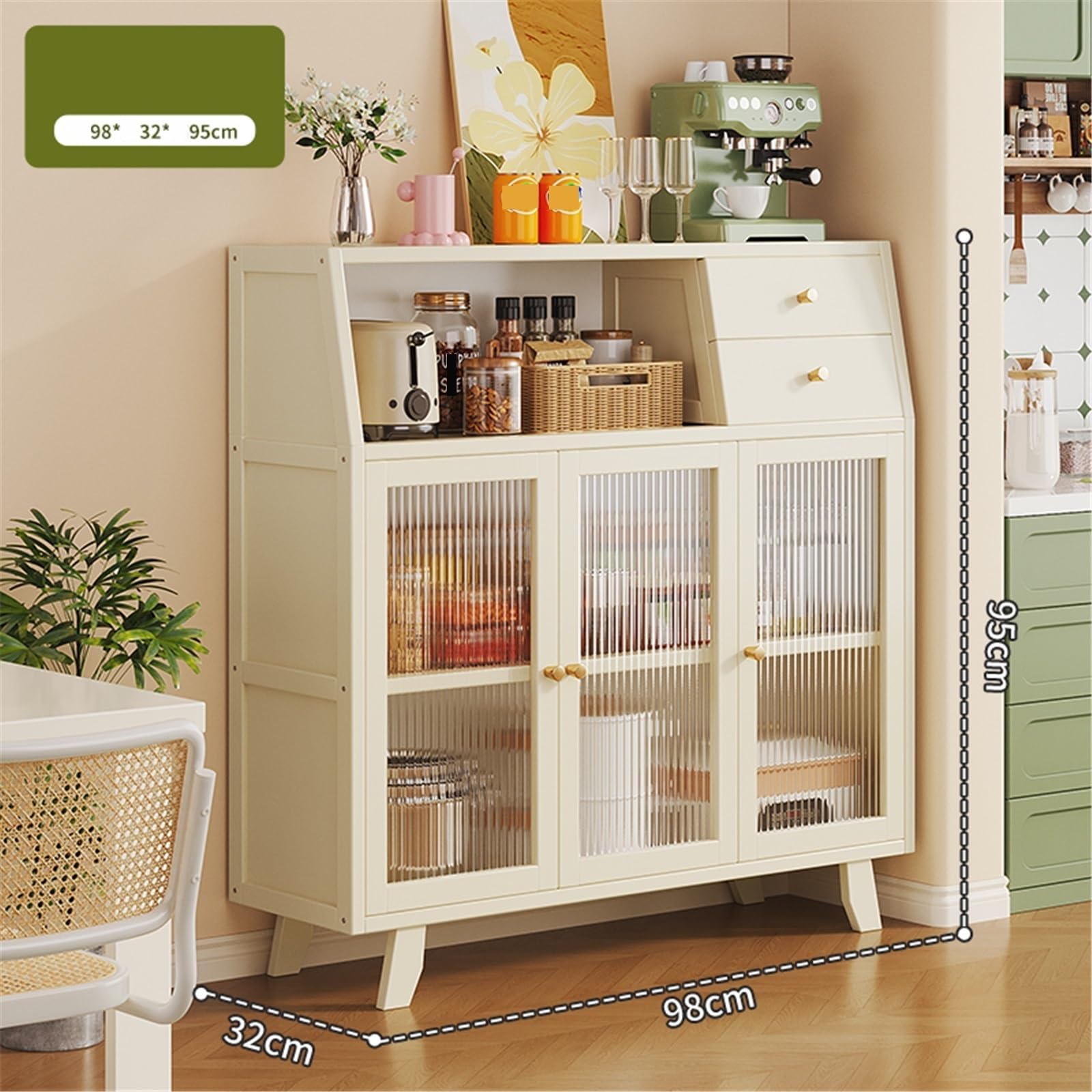 Mobile da buffet Credenza in vetro a tre ante for cucina e soggiorno Ingresso