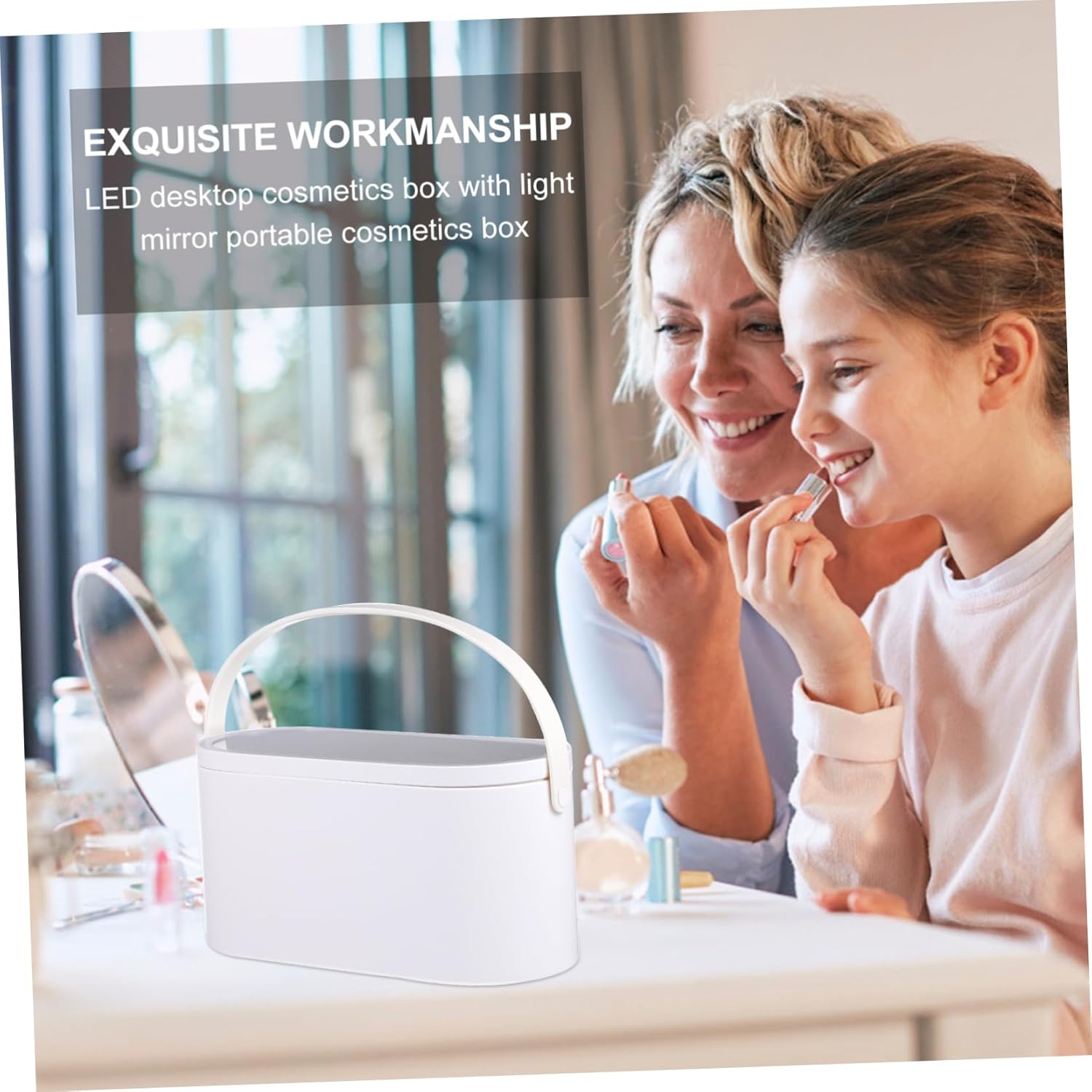 Makeup Organizer Case with Led Lighted Mirror Portable Cosmetic Storage Box for Travel and Business Trips for