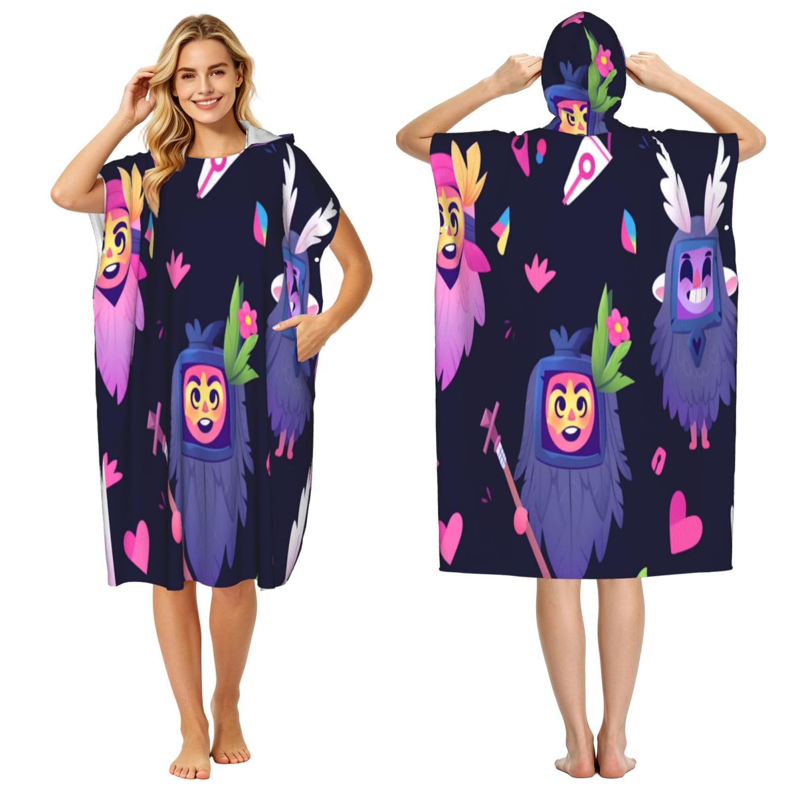 KLGRTJHK Alien Flyer Adult Hooded Beach Poncho Towel 43"X35"