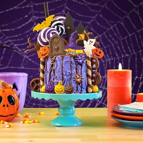Miniatura 6 de Molde de silicona para chocolate de Halloween, molde de goma de caramelo de 30 cavidades con sombrero de mago de calabaza, murciélago y araña,