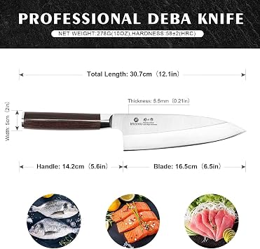 imarku 7 Inch Deba Knife,Ultra Sharp Sushi Knife,Ultimate Japanese Kitchen Knife with Stainless Steel Single Bevel,Fish Fillet Knifes for Fish Cutting with Ergonomic Wood Handle, Fathers Day