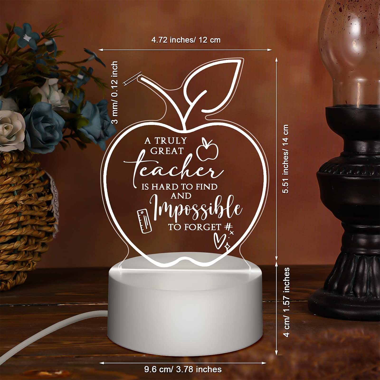Fabbay 10 piezas de regalos de agradecimiento para profesores grabados, luz nocturna acrílica, lámpara de noche LED, el mejor regalo para profesores de estudiantes, regalos de agradecimiento para
