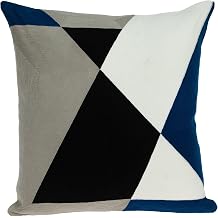 Bed Bath & Beyond 20" X 20" Gray and Black Geometric Zippered 100% Cotton Throw Pillow