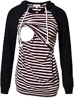 Vista 13 de Bhome Camisa de lactancia de manga larga con capucha para lactancia materna Negro/Gris