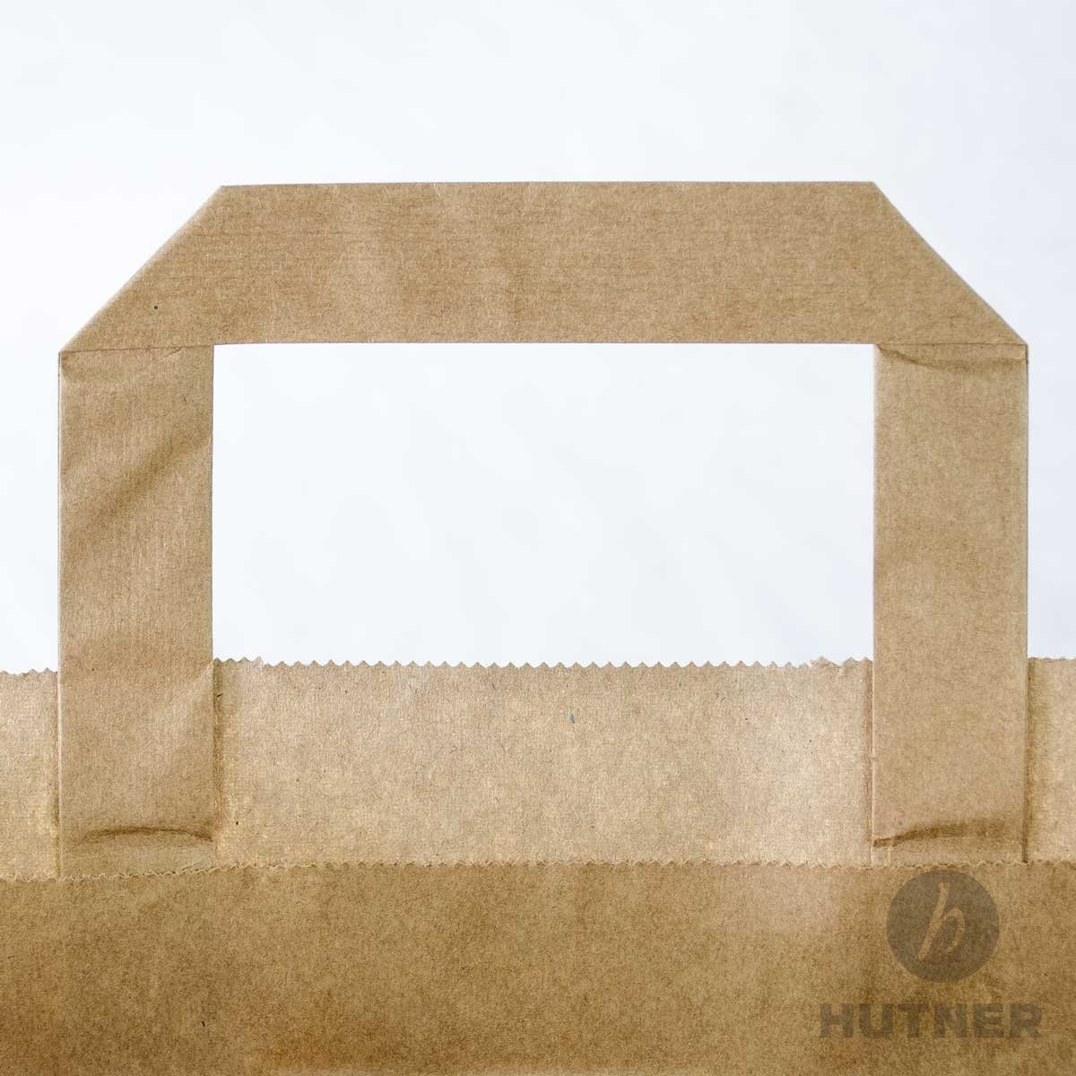 Papiertüten Braun mit Flach-Henkel I 500 Stk. 26+12x35cm I Papiertragetasche für Einzelhandel, Hochzeit, Geburtstag, TO-GO I Geschenktüten aus Kraftpapier I HUTNER