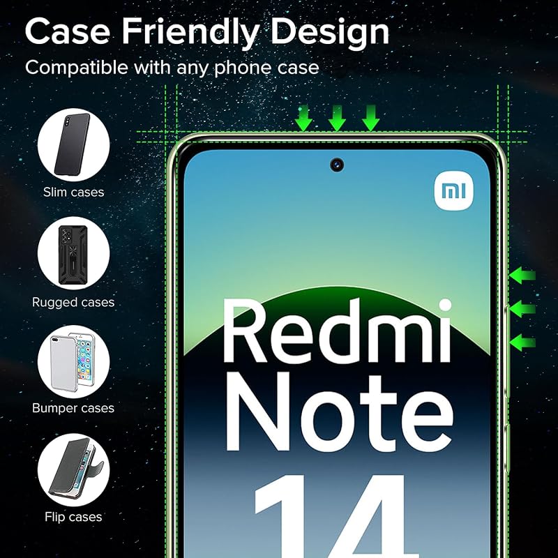 ivoler 2db Védőüveg Xiaomi Redmi Note 14 4G Készülékhez, Pozicionáló Kerettel, 9H Keménységű HD Kijelzővédő Fólia, Karcálló Üvegfólia
