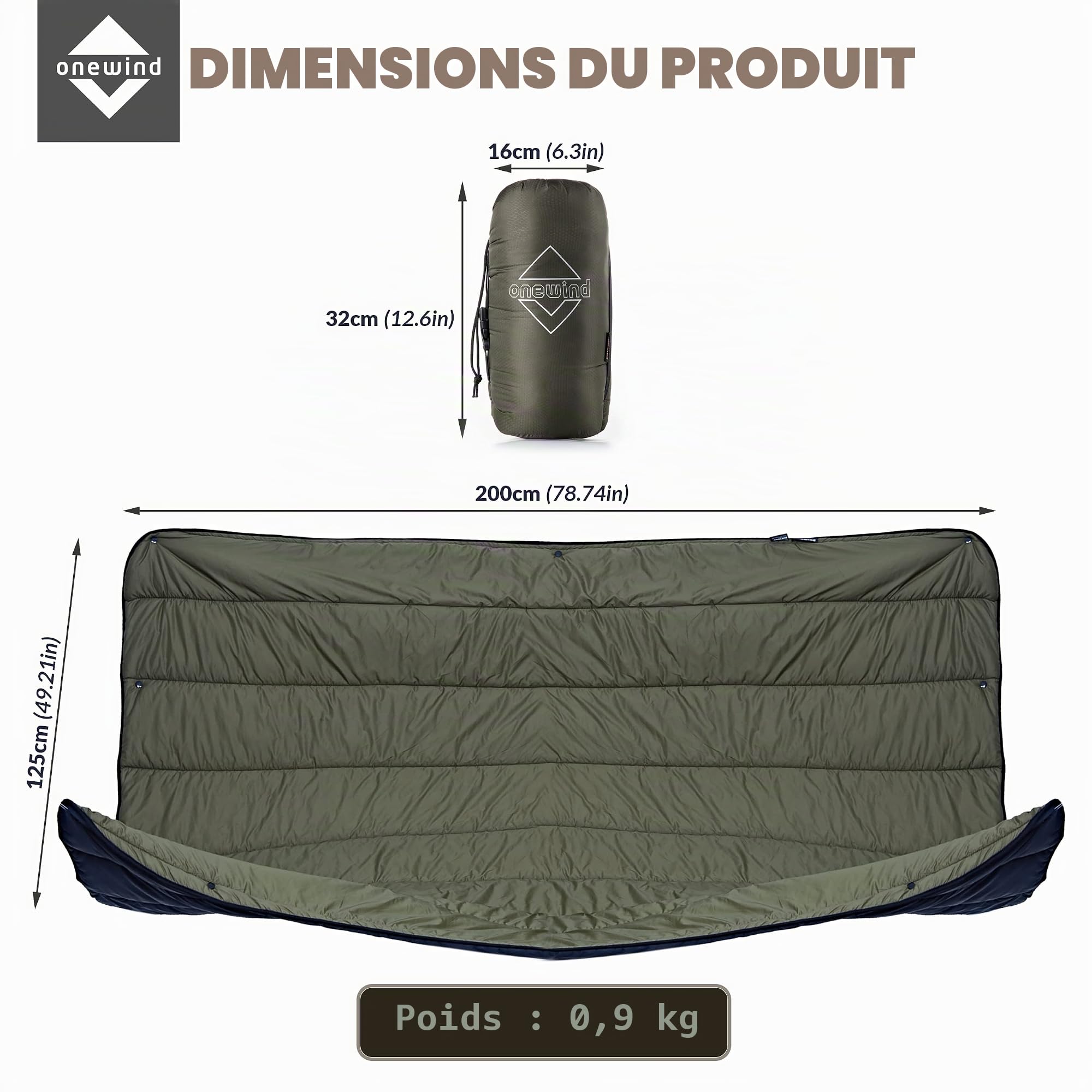 onewind Couverture de Camping de qualité supérieure, légère et Pliable pour la Plage, Le Camping, la randonnée, l'avion et la randonnée, Vert