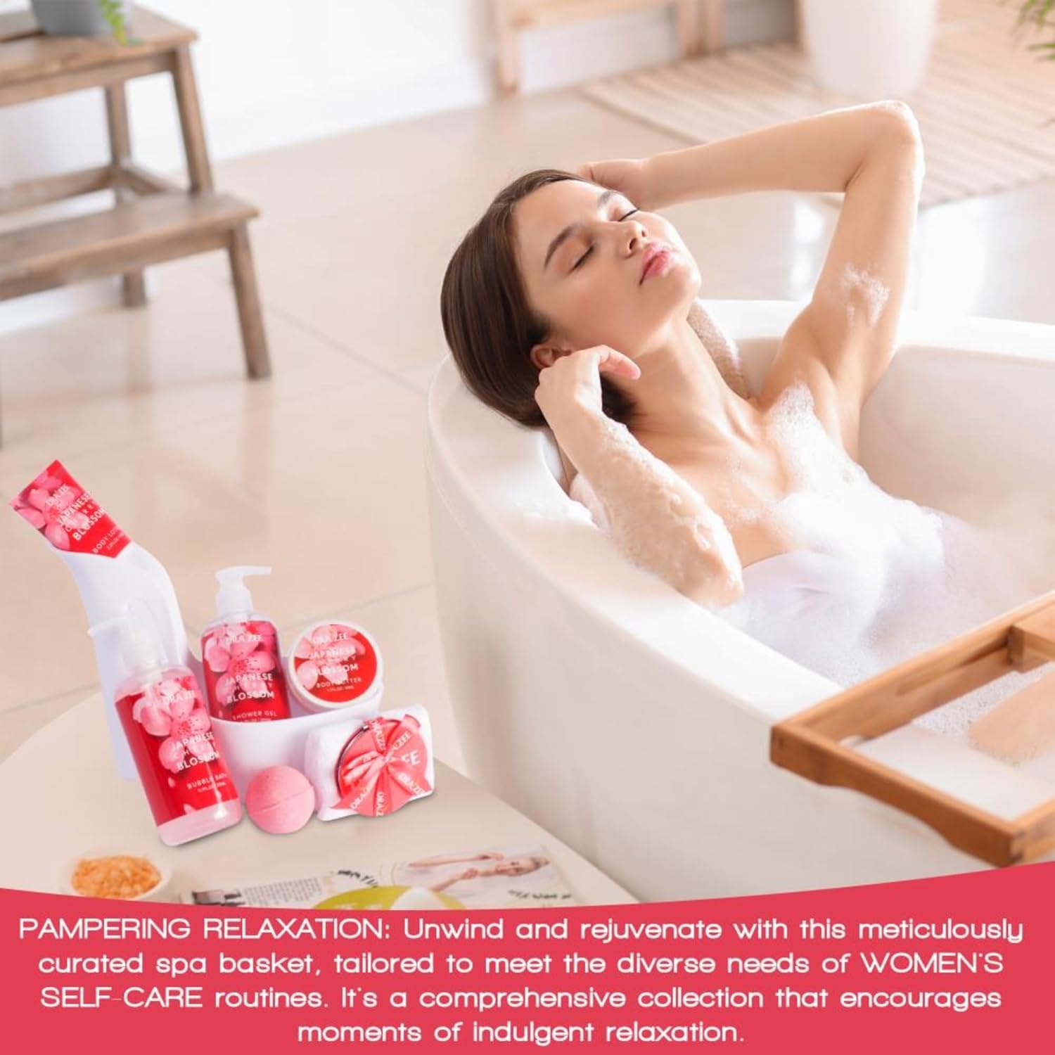 Mother’s Day Gift Baskets for Women - Heel Shoe Spa Basket Set of 2 Ocean & Cherry Blossom Scented, Essentials Shower Gel, Bubble Bath, Body Butter & Lotion-Gift for Her, Mom, Wife by Draizee