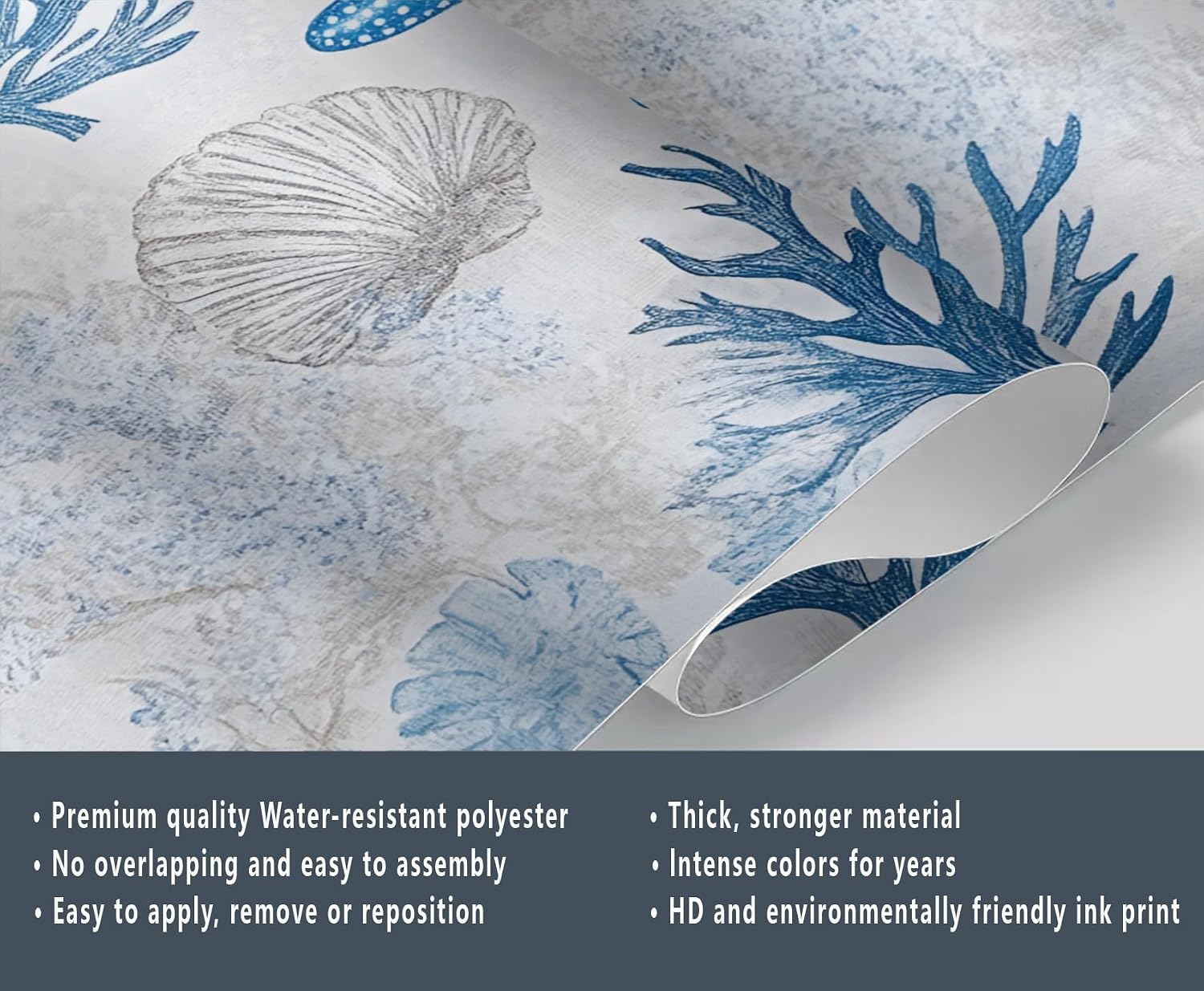 Ocean Wallpaper, Starfish and Shells Wallpaper for Bedroom, Beach Coastal Mural & Home Decor, 3D Wall Murals for Living Room 78" x 55" (Not Peel and Stick)