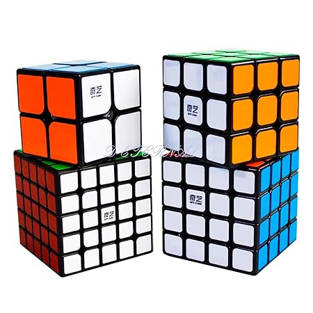 D ETERNAL QiYi Combo Rubiks Rubix Cube Set of 2x2 3x3 4x4 5x5 High Speed Magic Puzzle Game Toy,Multicolor