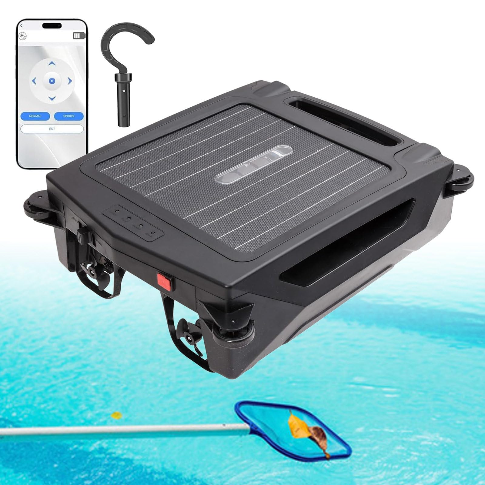 Robot Pulitore Piscina Solare, App Robot Piscina Senza Fili, Doppia Modalità Di Ricarica, Pulizia 24 Ore Su 24, 7 Giorni Su 7 per Tutte Le Piscine, Prevenzione Intelligente Degli Ostacoli