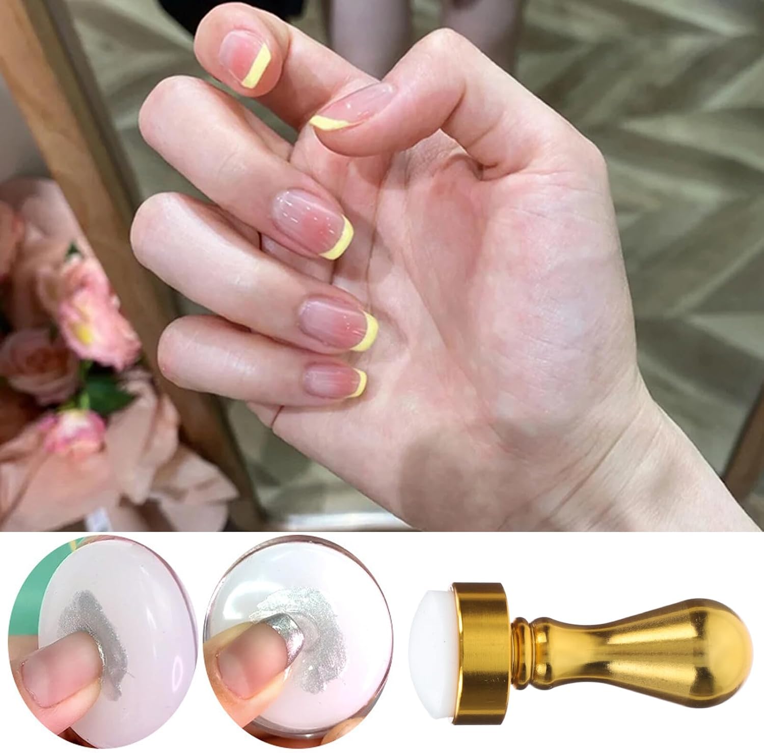 Practical Manicure Nail Art Stamper with Silicone Seal for Home DIY and Silicone Material Lightweight Portable Nail Printing Plate Tool for Salon and Personal Use