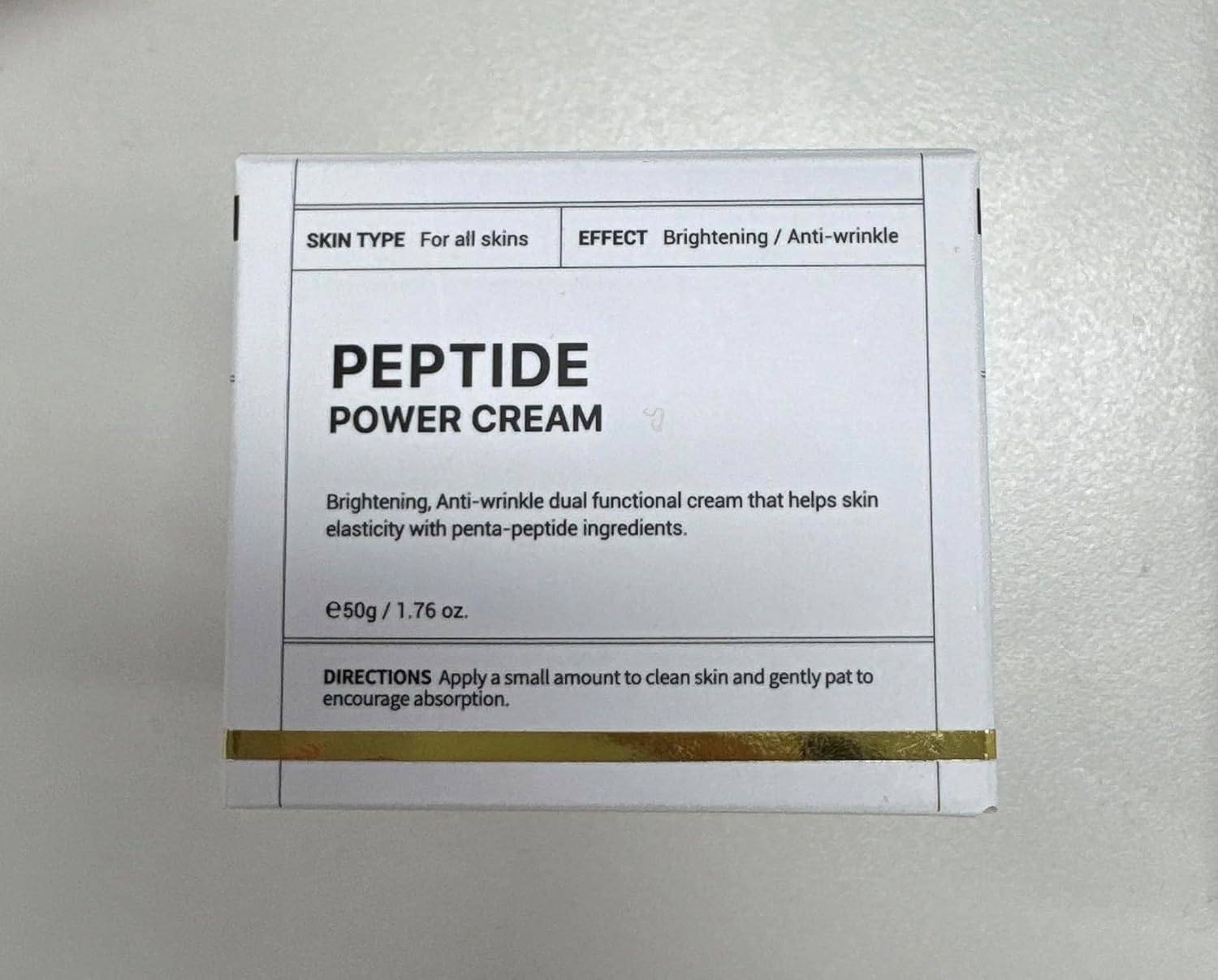 BOM COSMETICS Peptide Power Cream 1.76 Fl Oz, Daily Moisturizing Cream with Peptide and 99% Pure Gold for Hydration, Collagen Support to improve Skin Texture, Skin Barrier Care, Korean Skincare